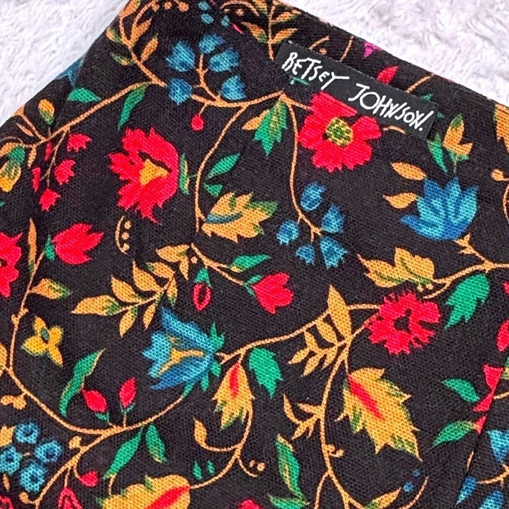 NEW VTG 80s 90s Betsey Johnson Floral Tapestry Pants Women M Black Made USA RARE